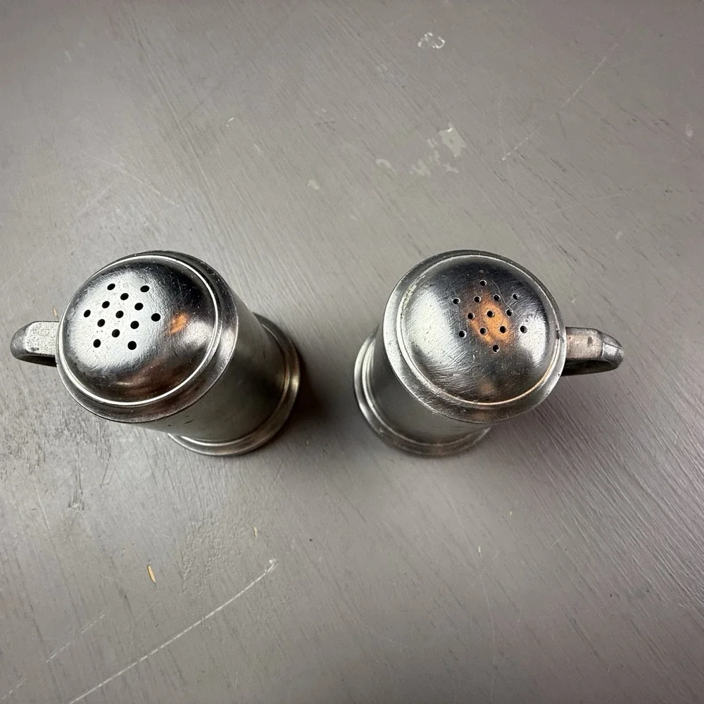 MCM Pewter Salt & Pepper Shakers Simple‎ Traditional Vintage